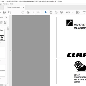Claas SCHNEIDWERK 3.90 M-9.00 M LEXION REPARATUR HANDBUCH - PDF DOWNLOAD (GERMAN)